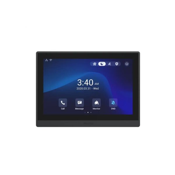 جنس بدنه: آلومینیوم صفحه نمایش: LCD رنگی 10 اینچ پورت I/O: هشت عدد رله خروجی: 2 درب تاچ پنل آکووکس Akuvox سری IT88W
